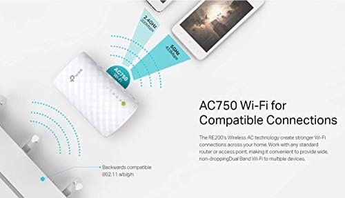 TP-Link AC750 Banda Dual Wi-Fi Extender, repetidor, ponto de acesso com mini design de moradia, estende Wi-Fi a