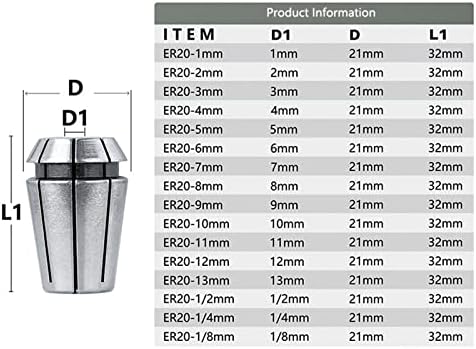 Gruni Spring Collet Chuck Er20 Chuck para moer porte de moagem de 1 a 13 mm de metralhadora de gravata de gravata