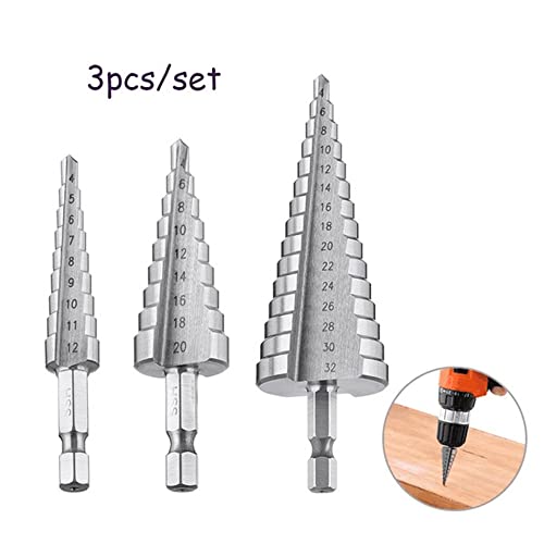 Conjunto de broca de etapa de aço de alta velocidade de 3/4pcs, hastes de aço de alta velocidade de alta velocidade 4241 hastes hexáticas para broca de 4-12mm/4-20mm/4-32m
