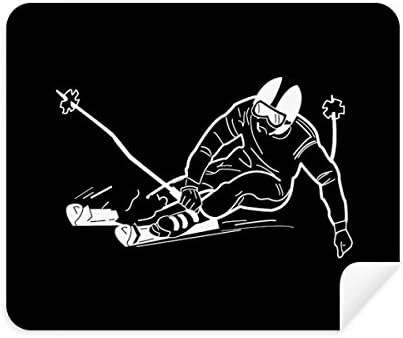 Black Winter Sport Sport Skiing Pattern Ilustração Limpeza de tecidos Limpador de pano 2pcs Camurça tecido