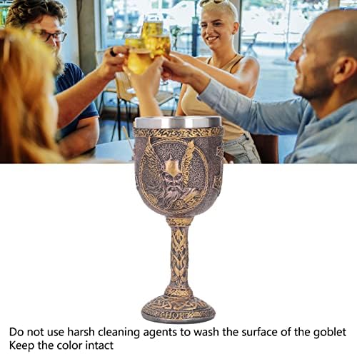 Haofy Nórdico Goblete de Vinho Aço Antelhado Resina Casca Decorativa Copo de Cerveja Retro para Festa de Cozinha Festa