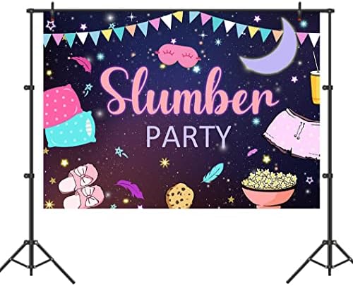 Slumber Party Beddrop Girls Girls Pijama Paijama Diponjas de aniversário Decorações de festa de pipoca filme Night Bolo Banner Banner Photo Studio Props 7x5ft