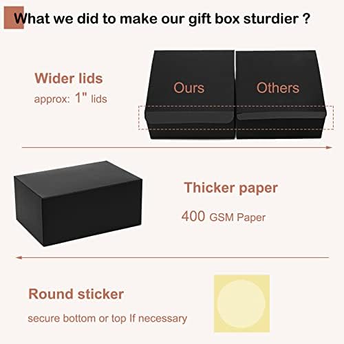 McFleet Black Gift Boxes com tampas 9x6x4 polegadas 10 Pacagens caixas de propostas de propostas de papelão Caixa de