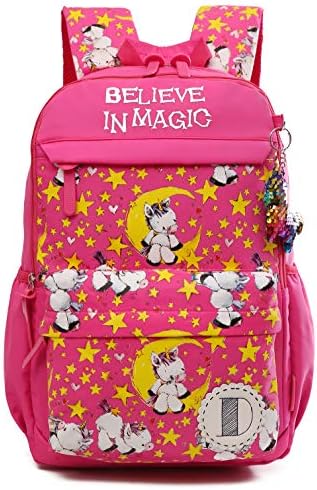 Debbieicy fofo unicórnio leve Princess Backpack Kids School Bookbag com bolsa de caneta para pré -escolar, jardim de