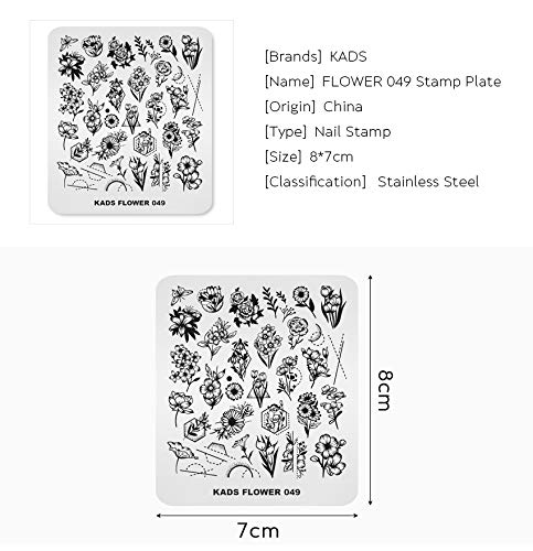 Kads Uil Art Stamp Plate Flower Série de pregos Modelo de estampagem Modelo de imagem Placa de imagem Ferramenta de