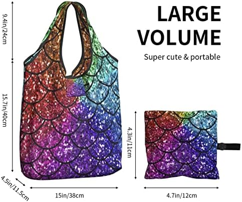 Bolsas de supermercado reutilizáveis ​​de cozinha sacos de compras em escala brilhante em escala lavável bolsa de transporte lavável