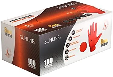 Sunline Orange Nitrile Industrial Industrial Powder Luvas - 8mil - 100 contagem