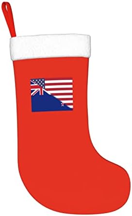TZT American Flag and New Zealand Flag Witching meias de Natal, presentes de festa de férias de Natal para decorações