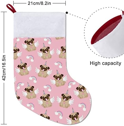Unicorn pug personalizado meias de Natal em casa lareira de árvore de natal
