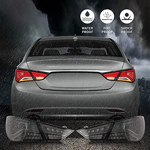 VLAND LED Smoked Tasilts Compatible for [Hyundai Sonata 6th Gen Sedan 2012 2012 2013 2014] com corrida dinâmica, lâmpada sequencial de torneamento, luz de freio, função abrangente de luzes reversa, conjunto