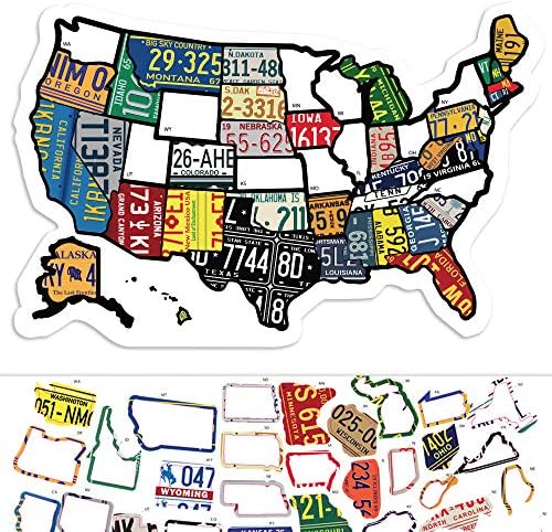 RV State Sticker Travel Map - 11 x 17 - EUA Estados visitados Decalque - Placa dos Estados Unidos Non Magnet Road Trip Stickers - Suprimentos e acessórios para reboques - Motorhome externo ou interior