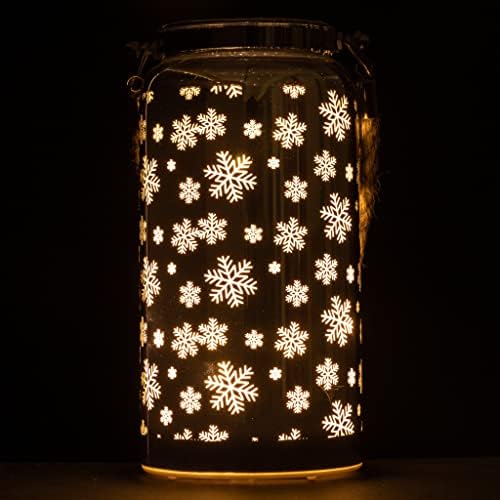 Shatchi 20cm de natal decorado jar tabela lâmpada gravada em tubo de neve de vidro design design de lanterna de prata luzes de