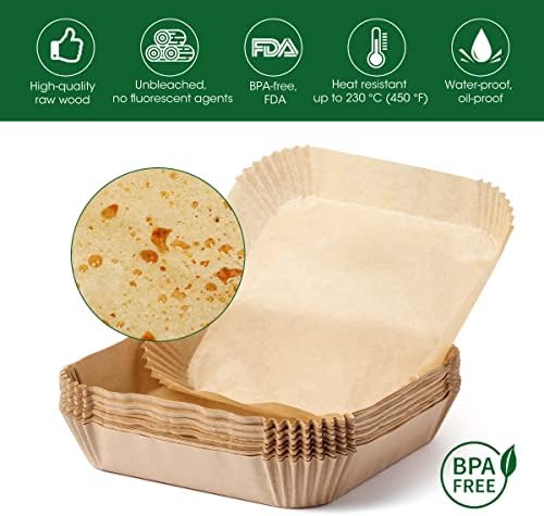 AiEve Air Fryer Paper Acessórios compatíveis com o forno de fritadeira ninja ag301 alimento para churrasqueira interior, 100pcs de