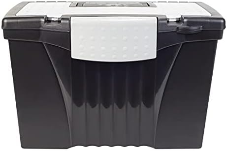 Storex Legal Arging Box com Organizer Lid-Caixa de Armazenamento de Escritório de Plástico para Cartas e Pastas de Espendendo Legal, 17,13 x 9,63 x 11 polegadas, preto, 1 contagem