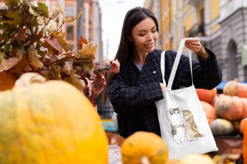 Curryferry fofo sacola de gato para mulheres - sacola de livros de lona - sacolas de compras reutilizáveis ​​para faculdade de