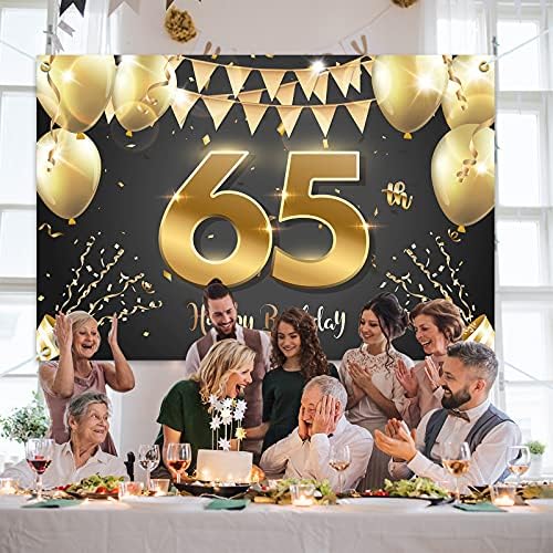 Hamigar 6x4ft Banner de aniversário de 6x4 pés de 65 anos - 65 anos de decoração de aniversário material de festa para homens