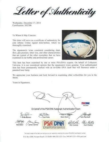 Colts Johnny Unitas assinado mini capacete autografado PSA/DNA X02386 - Mini capacetes autografados da NFL