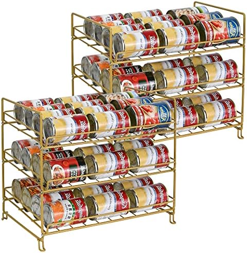 2 pack-sufauy pode rack organizador, o empilhável pode dispensador de armazenamento mantém até 72 latas para armário de cozinha ou despensa, ouro