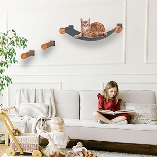 Lsaifater Cat Hammock Moldado de parede grande poleiro de gato com 2 degraus de parede de gato - prateleiras de parede de gato para gatos internos ou gatinhos - móveis de gato premium e modernos para dormir, brincar, escalar
