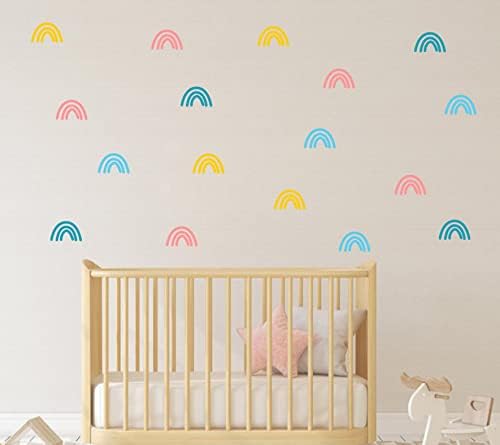 Conjunto de 48 decalques de parede de arco -íris decoração de arco -íris decalques de parede coloridos adesivos de parede de parede decoração de garotas decoração de berçário de vinil decalques de parede de vinil y45