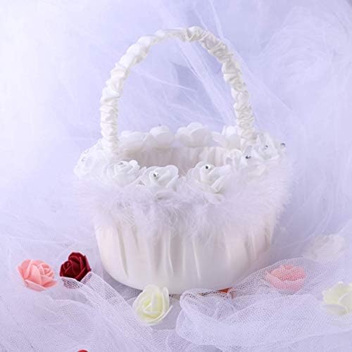 Cesto de casamento cesto de casamento cesta de cestas de cesta branca cesta pequena cesta com suprimentos de festa de festa de casamento de flores de flores
