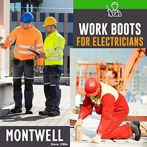 Botas de trabalho de Montwell Mens, de 6 de dedo composto, botas de trabalho leves à prova d'água para homens, tênis de segurança resistente a homens e punção eh eh