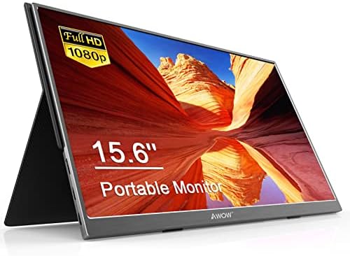 Monitor Portátil de Awow, 15,6 polegadas FHD 1080P Monitor de laptop USB C HDMI Tela externa IPS Gaming Monitor com alto -falantes
