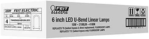 Feit Electric 32 Watt T8/T12 U-Bend Substituição direta ou lâmpada linear LED linear Lâmpada LED, 4100k Cool White, 4-Pack