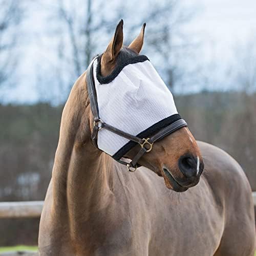 Horze Proteção UV macia e durável Fly e máscara de insetos sem orelhas para cavalos sensíveis - preto/branco - cavalo