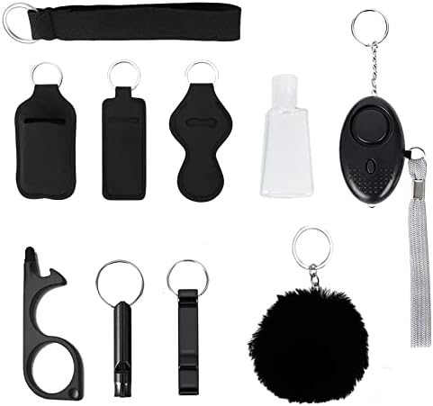 Fanutopie Safety-Keychain Conjunto para mulheres, chave de chaveiro, presentes com alarme pessoal, pulseira de pulseira, kit de acessórios