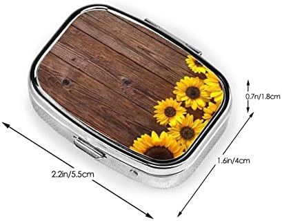 Plantas Tema Caixa de pílula de girassol 2 Caso de comprimidos de compartimento do compartimento Organizador portátil de