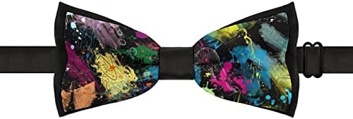 Weedkeycat respirável psicodélico colorido graffiti gravata engraçada gravata pré-amarrada laço formal laço de joio ajustável para homens