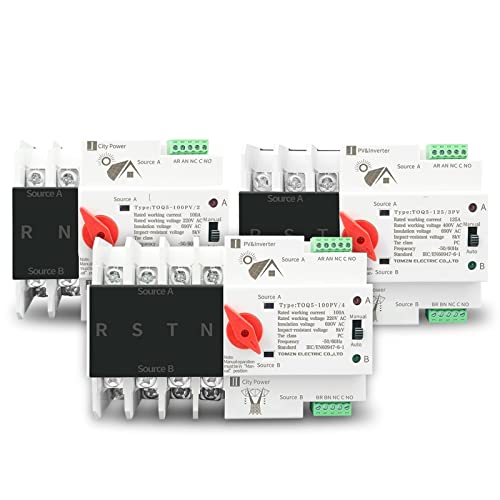 1pcs 2p 3p 4p DIN ATS para PV e interruptores de seletor de transferência automática de energia dupla e inversor 63A 100A 125A