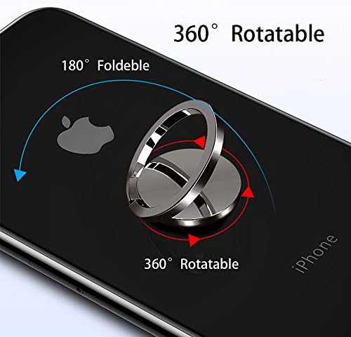 Suporte de anel de telefone Ultra Slim, Tomorotec Fino Cell Telent Stand para montagem magnética do carro com gancho de montagem de carro preto - para iPhone X XR XS 8 7 Plus 6s 6s 6 5S 5 SE, Galaxy S8 S7 S6 Edge