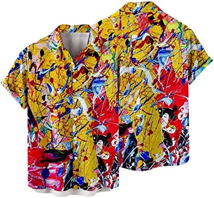 BMISEGM Summer Men T Camisetas mensais Pois Handatritor 3D Impressão Digital Buckle Lapela Camisa de manga longa curta com