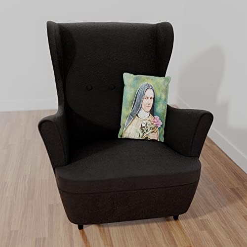 Santa Teresa de Liseux Faux Suede Sofá Pillow do desenho e pintura do artista Mike Bennett 13 x 19.