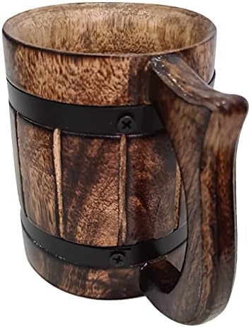 ColecioniblesBuy Antique madeira caneca de café esculpida caneca rústica tanque medieval para bebidas Groomsmen presente