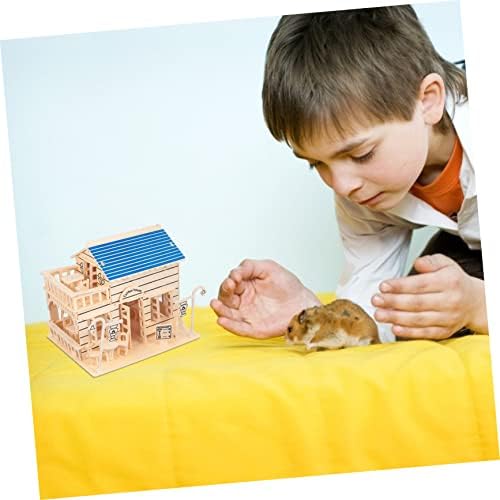 Mipcase Play Nest Pet Camadas Cadeiras de brinquedo Crescedor Hamsters Mini casa vivendo Twhing Two Hamster Hut e com esconderijo de madeira Hideaway Animal Wood Villa Funny para escalar ratos animais