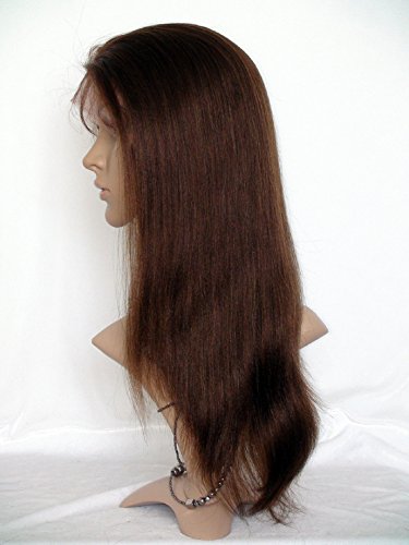 Linda peruca de renda frontal real com renda esticada para trás virgem chinesa Remy Cabelo humano real Yaki Cor 4