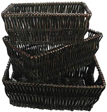 Admirado pela Nature Retangular Split Willow Basket, conjunto de 3, ABN5E142-SD, H. manchado de retângulo-3