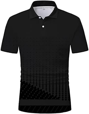 Men Casual Casual de Manga Curta Turndown Camisa de pescoço impressa Blusa Top Men Graphic T Camisetas Baseball Tee Golf