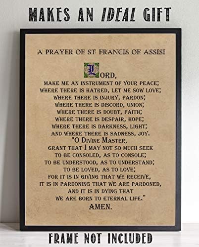 St. Francis of Assisi Oração Arte, 11 x14 Pronto para enquadrar impressão - impressionante versão longa da oração de paz