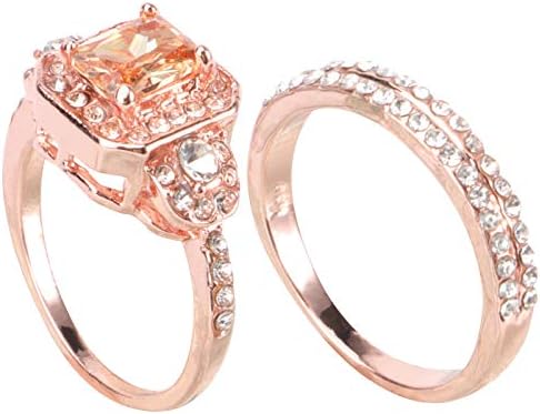 Pretyzoom Gold Rose Casal Ring Ring elegante anel de dedo anel de liga de jóias de jóias de dedos favores