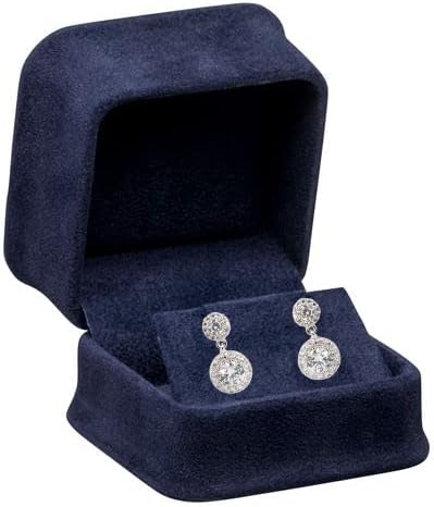 Allure - Caixa de colar de luxo de camurça rica, gabinete elegante de colar de diamante, com interior de veludo cinza, caixa de presente de exibição de jóias, para proposta exclusiva, engajamento ou casamento.