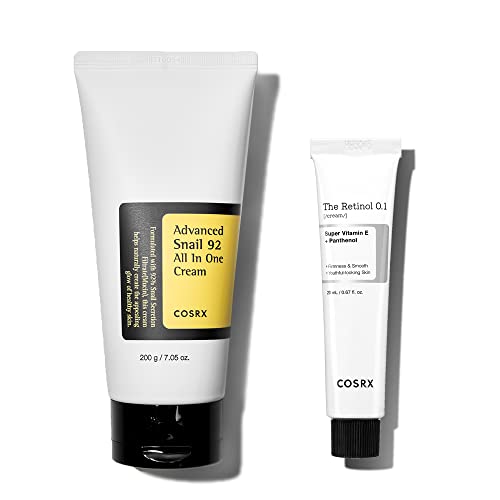 Tratamento de acne cística Cosrx- MUCINA DE MUCINA 92% REPARO TUBO CREMO + RETINOL 0,1%- Creme diário Hidratante para o tratamento sensível de pele e retinóide para o rosto para reduzir as rugas, cuidados com a pele coreana