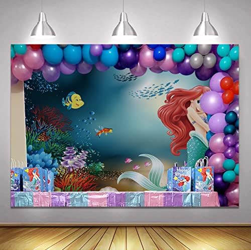 Caso -pano de Mermaid Princess, sob o fundo da sereia marítima para fotografia para meninas de festas de aniversário