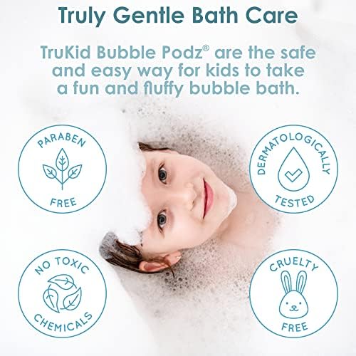 Trukid Bubble Podz Bubble Bath for Baby & Kids, aceito por eczema, bomba de banho de aveia coloidal suave para a pele sensível,