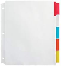 Office Depot® Brand Insertable Extra-Wide Divishers com abas grandes, cores variadas, 5-TAB