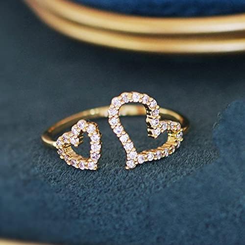 Anéis de banda grossa para mulheres Double Love Ring feminino Luz de luxo de moda Anel de moda Personalidade