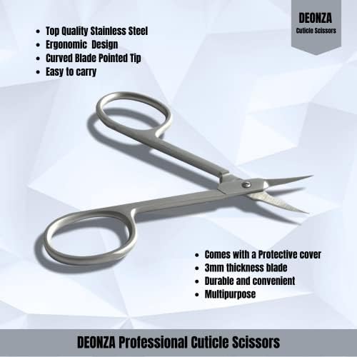 Tesoura de cutícula deonza lâmina curva fina, tesoura para cutículas Cuidado Profissional Manicure Pedicure Scissors com lâminas